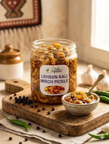 Aadi Organic Lehsun Kali Mirch Pickle 400gm